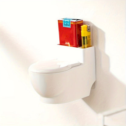 Creative Toilet Shaped Ashtray with Lid - Stylish covered ash bin for home, living room or bedroom. Metal and plastic construction, wall-mountable. No electricity needed.