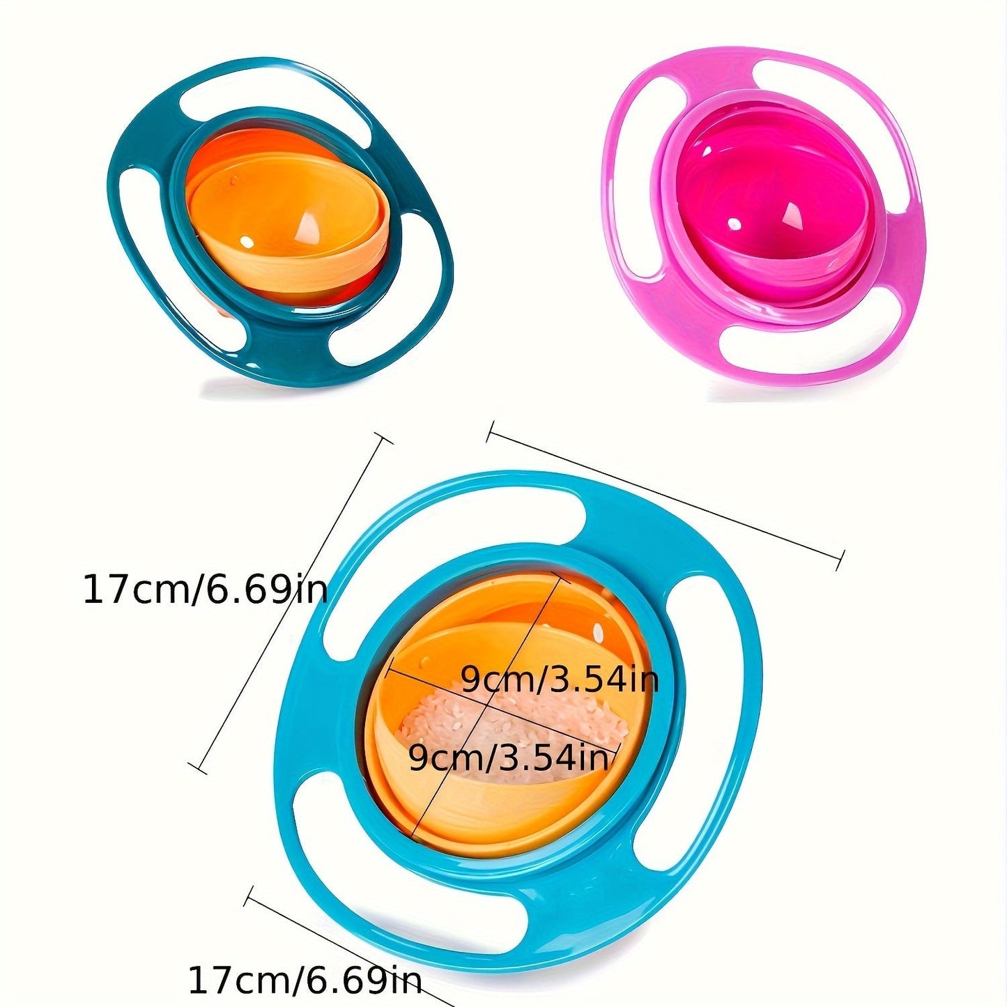 BPA-Free Rotating Bowl for Toddlers with Spill-Proof Design, 360 Degree Spin, Top Fun Feature, and Multi-Color Options