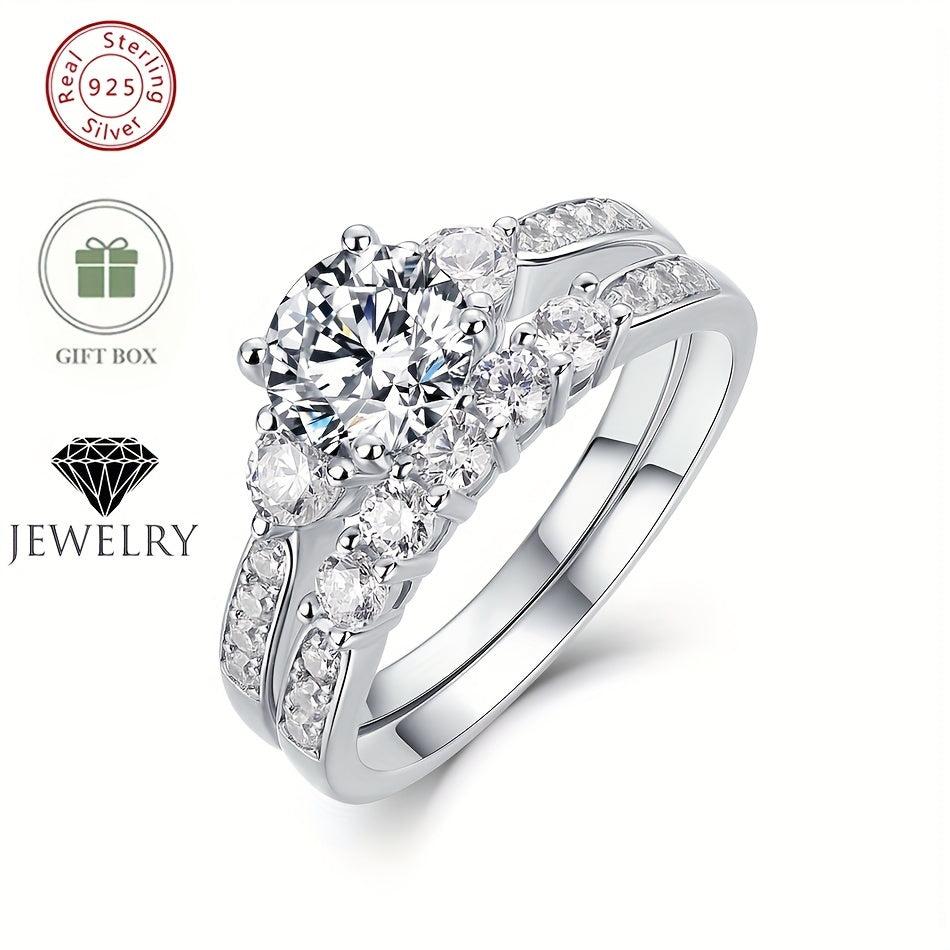 Beautiful WES Elegant 1CT Moissanite Wedding Band crafted from S925 Sterling Silver and 14K Golden Plating. This stunning engagement ring features a closed setting and measures 6.5x6.5mm, weighing 4.32g. Perfect for both daily wear and special wedding