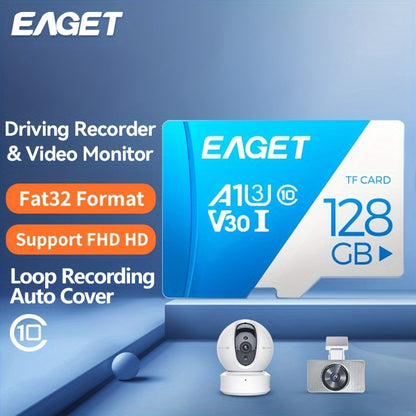 EAGET 128GB SD Card, V30, A1 Class 10, High-Speed, Long-lasting, Compatible with Multiple Devices, Ideal Gift for Birthday/Easter/Boy/Girlfriend