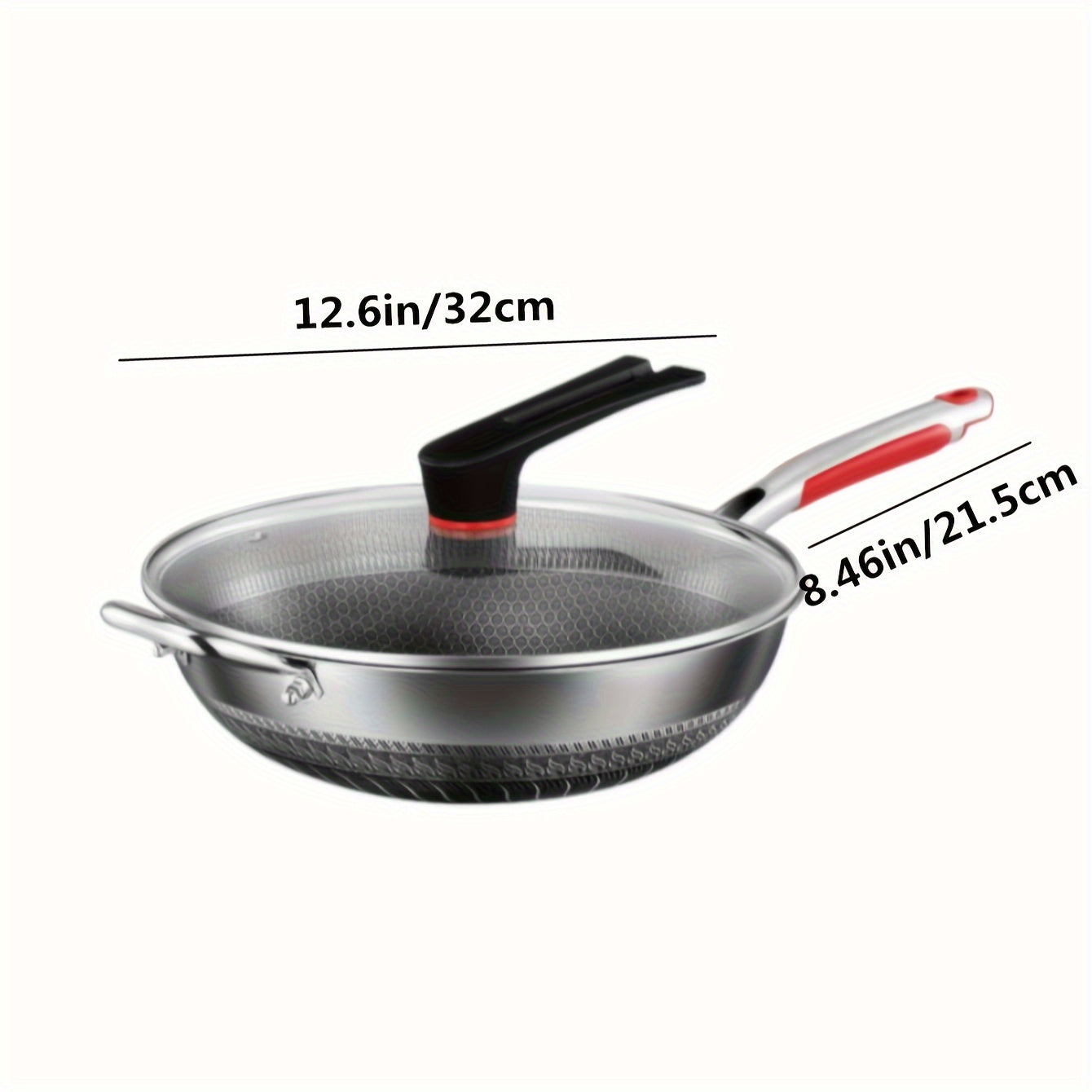 Stainless Steel Frying Pan with Lid and Handle - Perfect for Induction Cooker, Gas Stove, and Camping - Non-Stick Pan for Cooking Fish, Eggs, and Steak - Available in 32cm, 34cm, and 36cm Sizes