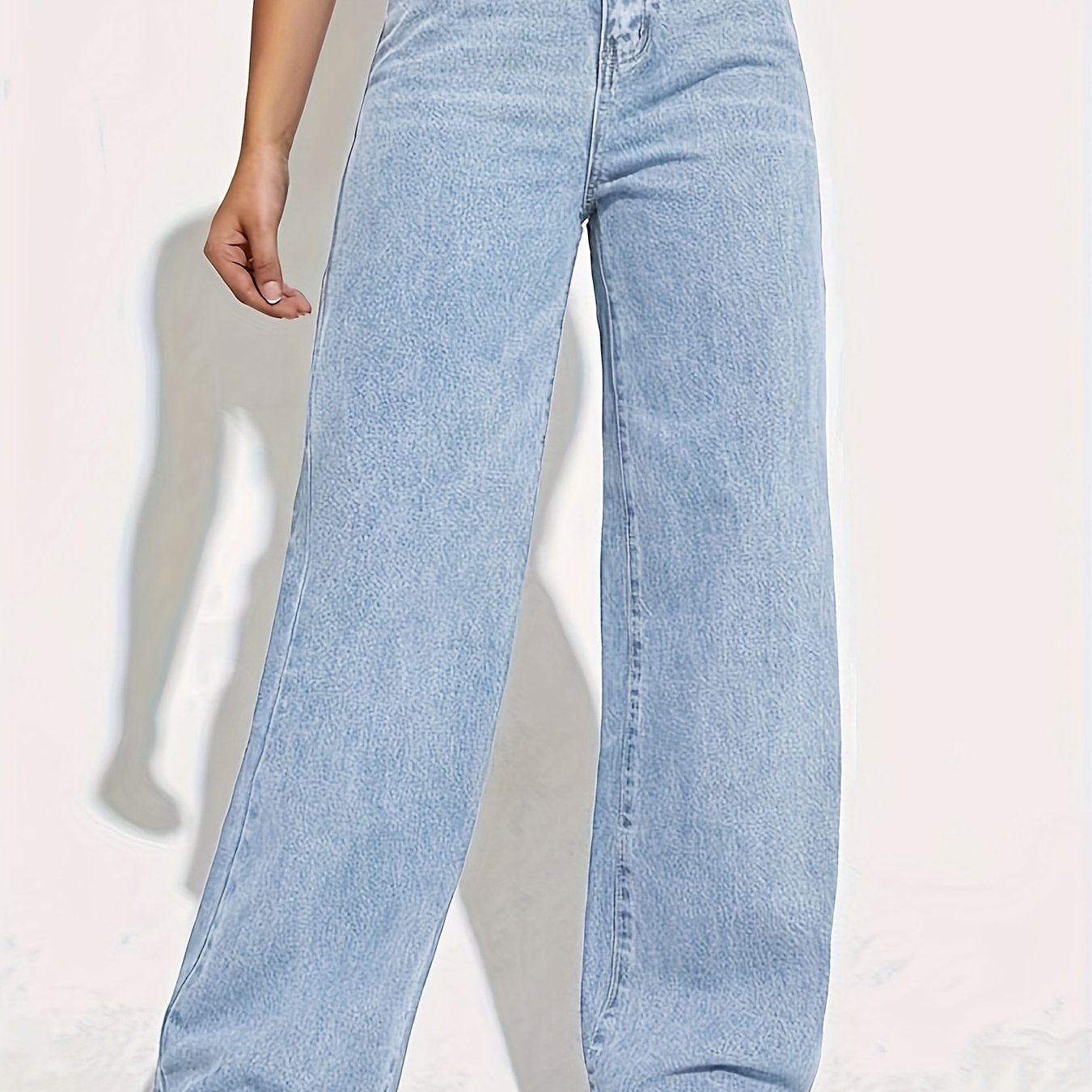 CPUY Brand high-waisted straight leg jeans for women, machine washable with stretch fabric for year-round wear.