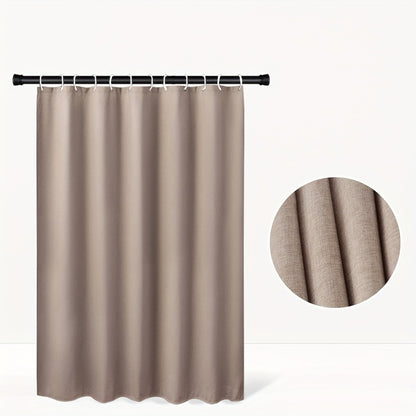 Sycamore Apricot bathroom shower curtain with dry and wet separation, made of waterproof fabric and includes 12 C-shaped hooks.