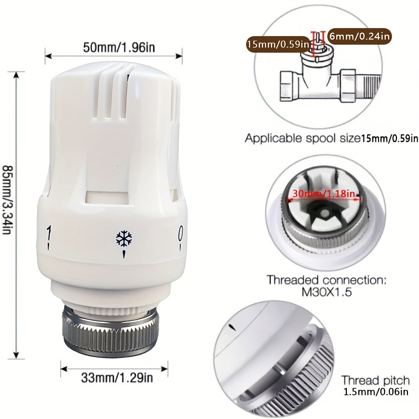 Thermostatic Radiator Heads: Set of 8 M30*1.5, Smart Temperature Control Valve, ABS Material, Energy-Efficient, Ideal for Home and Office Heating Systems