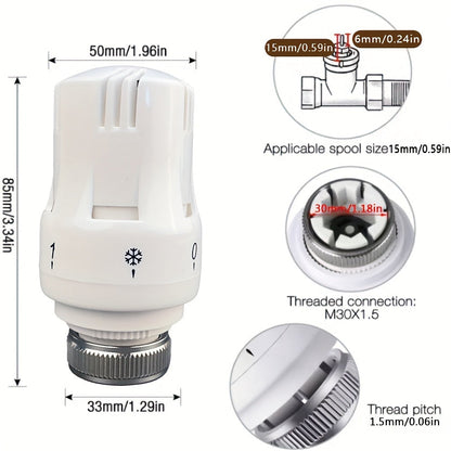 Thermostatic Radiator Heads: Set of 8 M30*1.5, Smart Temperature Control Valve, ABS Material, Energy-Efficient, Ideal for Home and Office Heating Systems