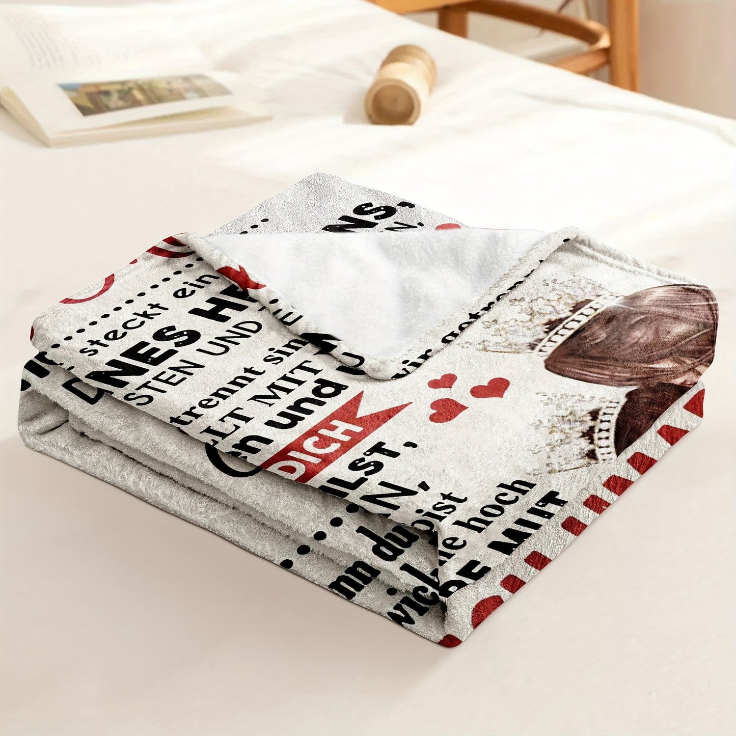 This German language blanket is a perfect gift for Mom. It is made of super soft flannel material, making it the best gift for Mom. Whether for bed, sofa, or travel, this blanket is essential.