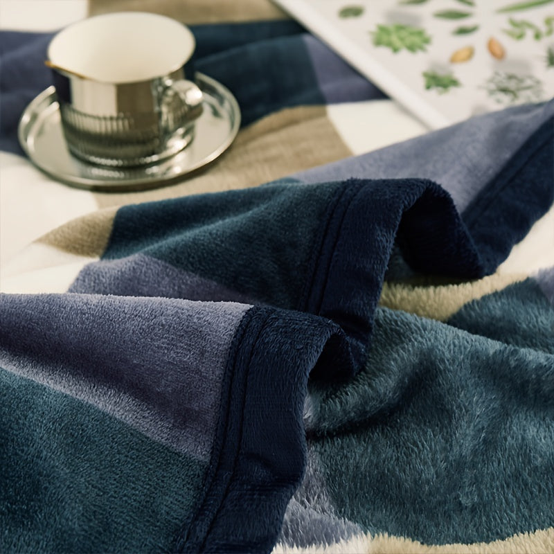 Soft and cozy blue plaid flannel throw blanket that is gentle on skin for all seasons. Ideal for naps at home, the office, in the car, while camping, or during travel.