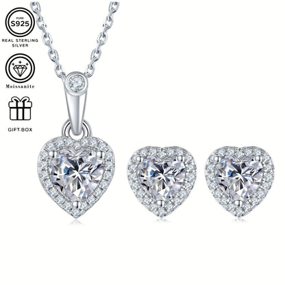 These elegant and luxurious S925 Silver Light Luxury Heart Platinum-Plated 2 Carat Moissanite Pendant Earrings are perfect for daily wear or special occasions. With a total weight of approximately 2.88g/1.58g, these earrings make a beautiful gift for