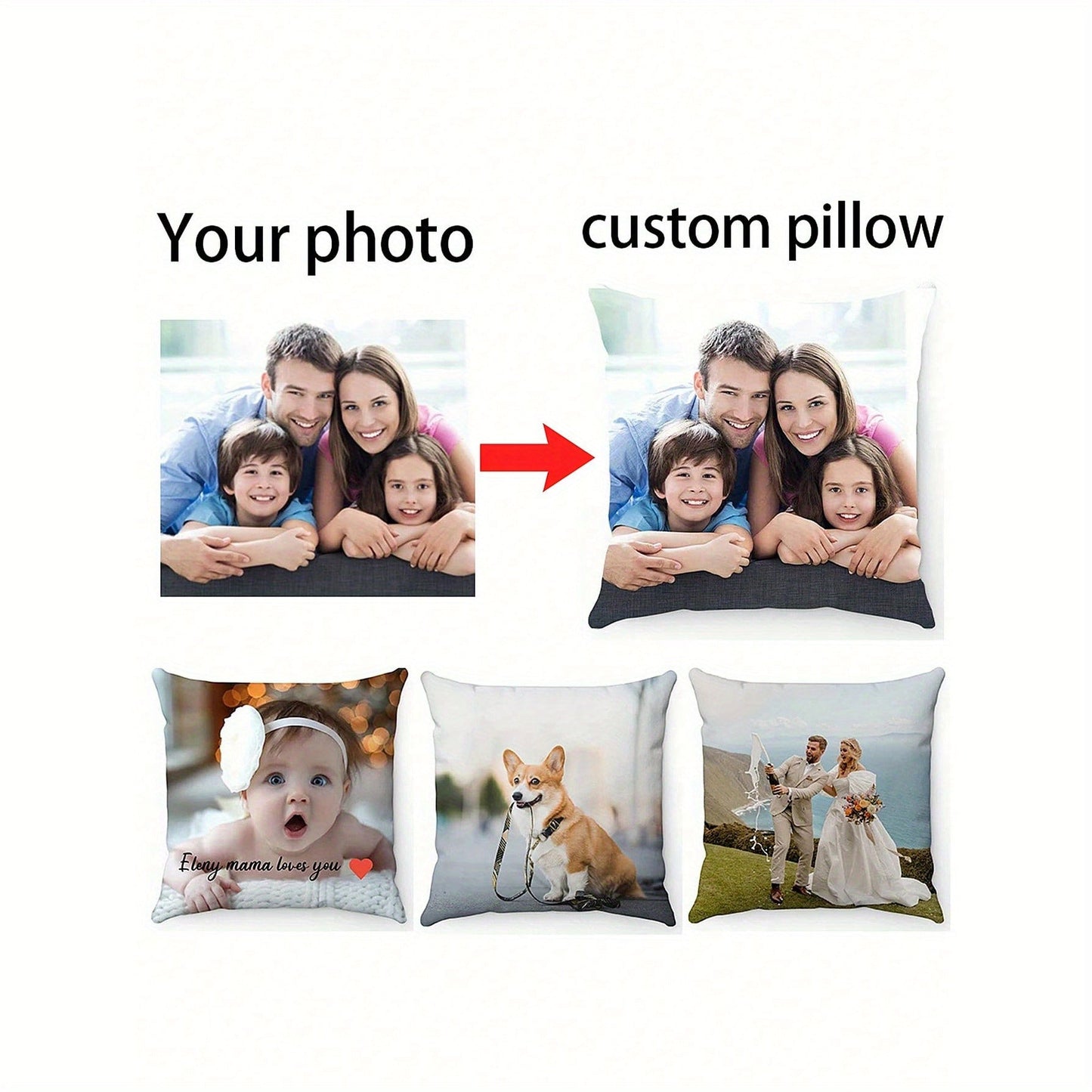 Versatile Custom Single-Sided Printed Pillowcase - Great for Kids, Pets & Loved Ones | Perfect for Weddings, Holidays & Special Events | Made of Soft Polyester Blend | Suitable for Living Room, Bedroom, Car & Beyond | Ideal for Mother's Day, Father's