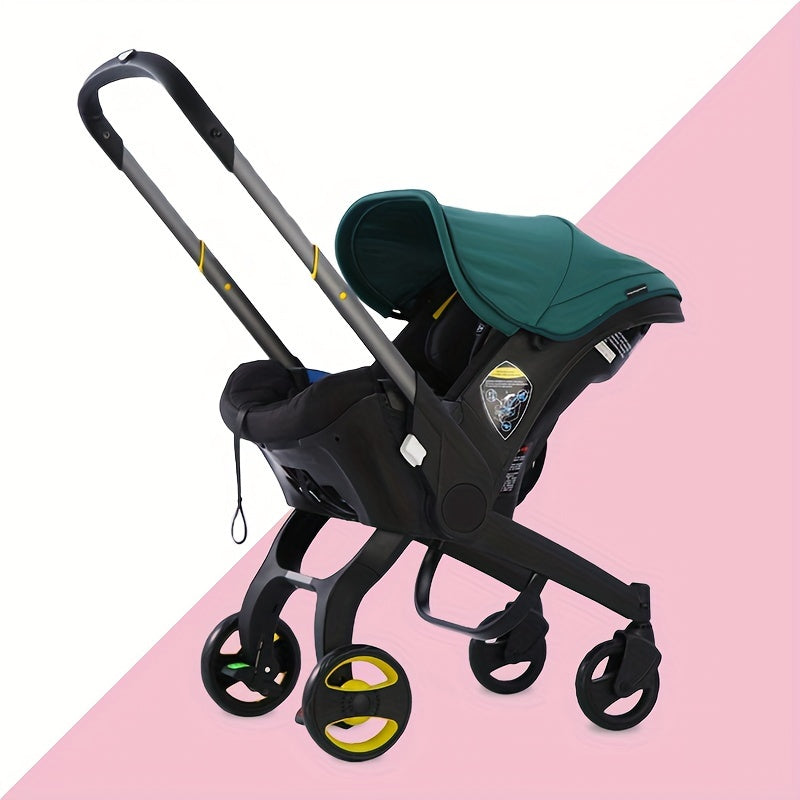 Lightweight folding high landscape baby stroller, suitable for mall, supermarket, and outdoor use, with multi-functional features.