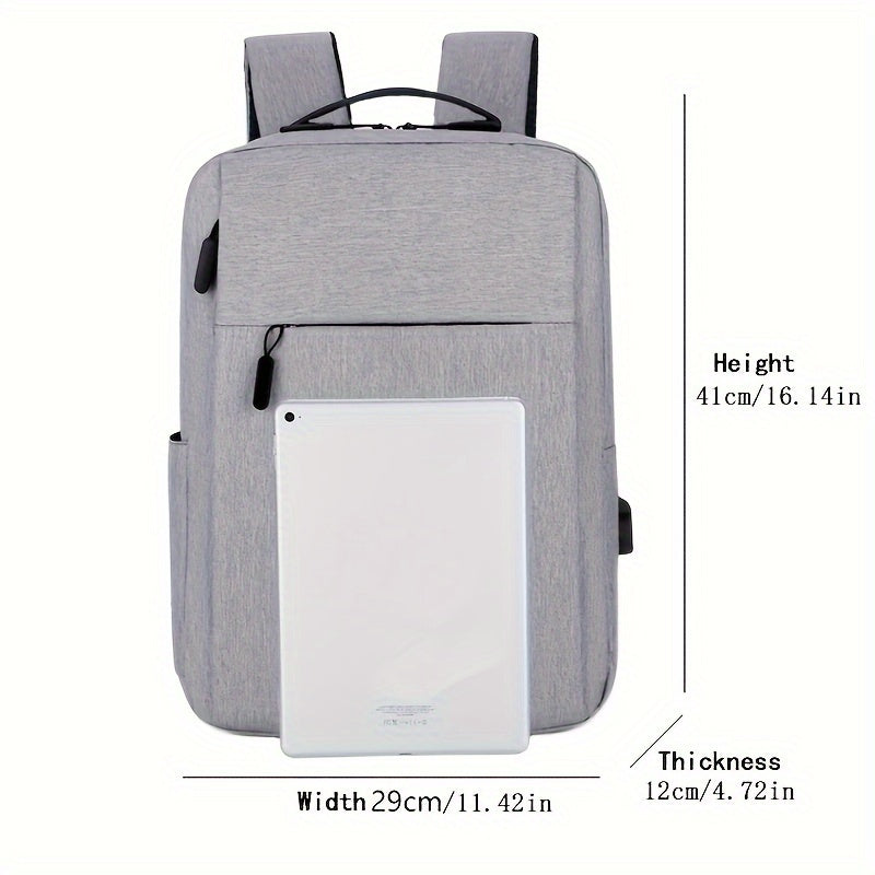 Grey laptop backpack with adjustable strap, zipper closure, and lace-up design. Perfect for school, outdoor, or as a Valentines gift.