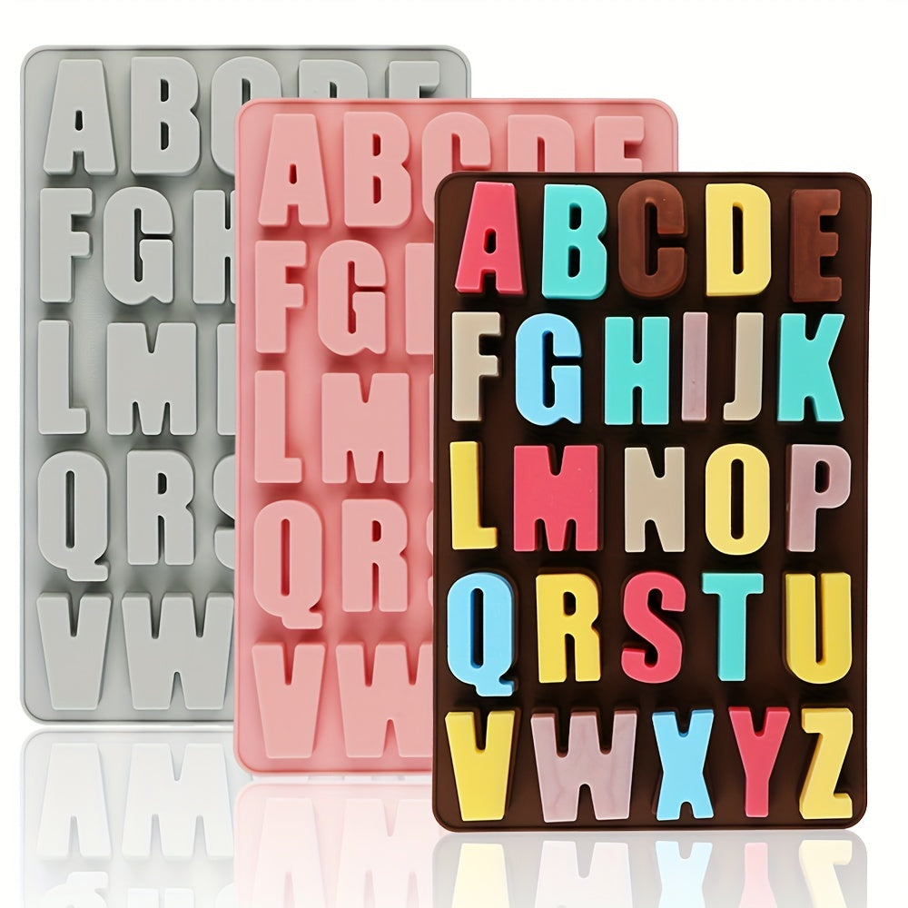 Silicone Mold Set with Large Alphabet Letters - Perfect for Crayons, Chocolate, Biscuits, Ice Cubes, Drop Glue, Handmade Soaps, and Cake Decorating. Ideal for Baking and DIY Projects.