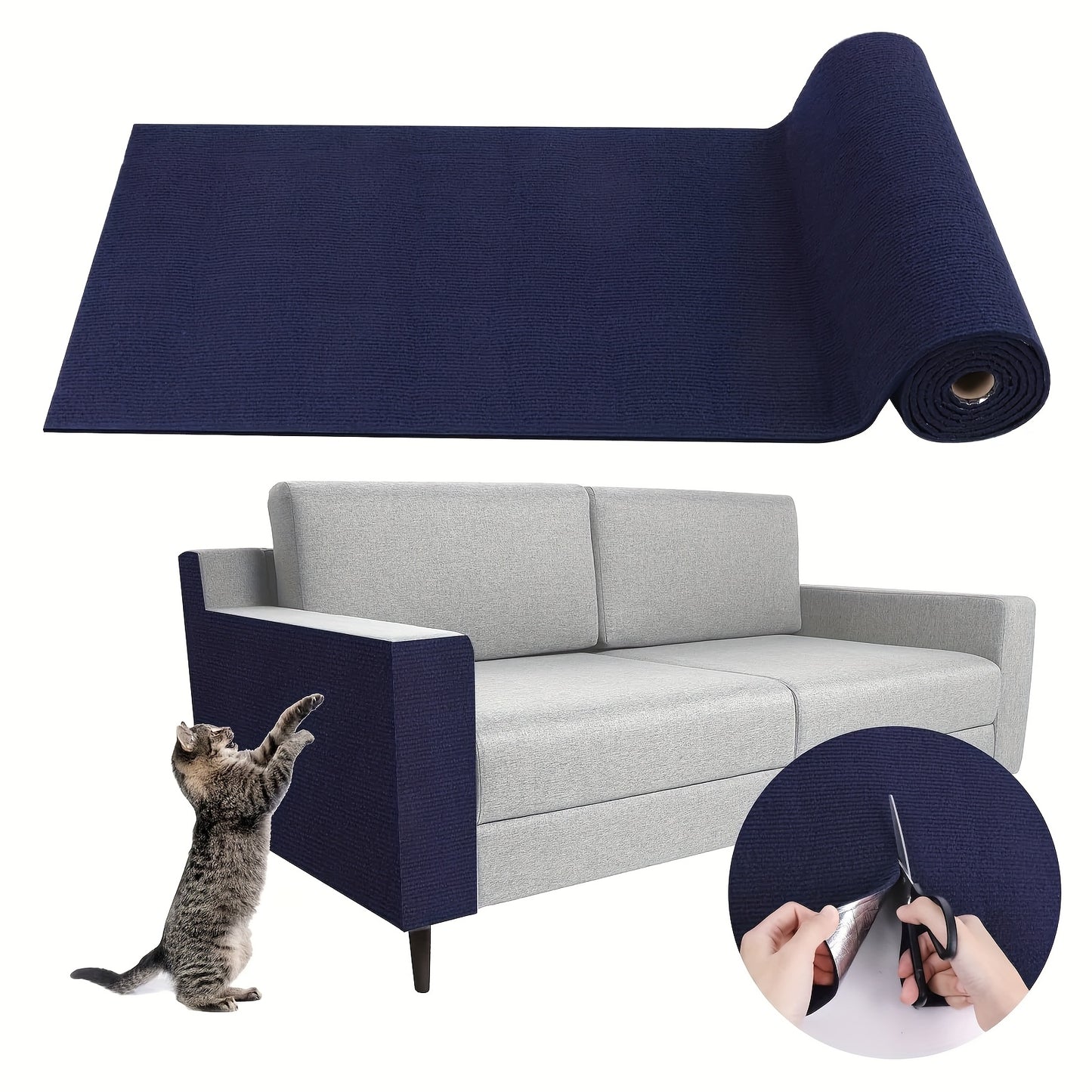 DIY self-adhesive carpet for cats, with scratching board, climbing mat, tree stand, and climbing stickers. Protects furniture and entertains cats.