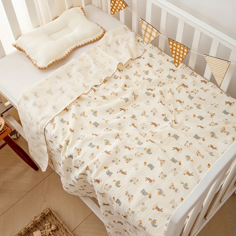 Soft and breathable infant summer thin quilt cover made of class A two-layer full gauze wrinkle cloth, perfect for an air-conditioned room.