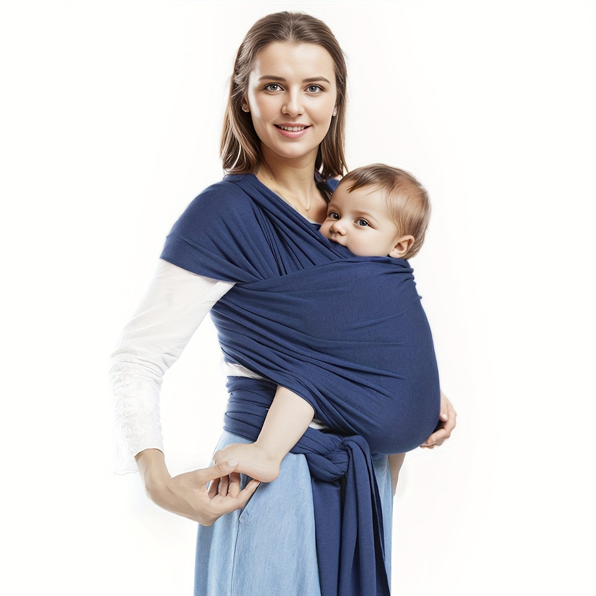 Soft and Stretchy Baby Wrap Carrier, Breathable Hands-Free Baby Sling, Lightweight Baby Carrier Wrap