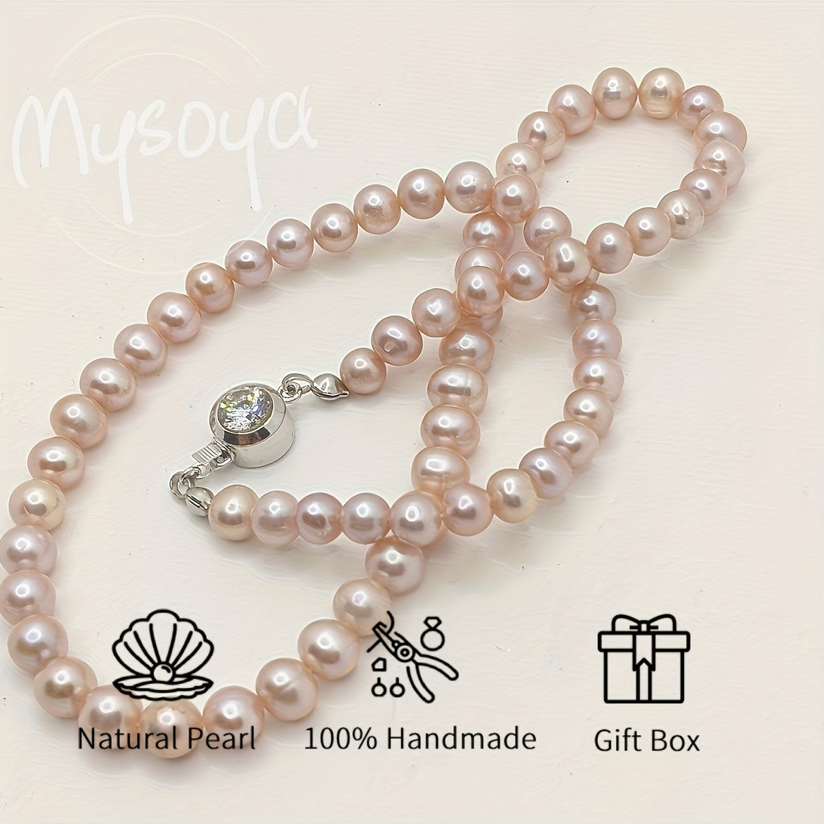 Handcrafted Freshwater Pearl Necklace: MYSOYA Elegant Exquisite Necklace with 6-7mm Round Gemstone. Perfect for Bridal Jewelry, Birthdays, Weddings, Anniversaries. Luxury Style for Any Season. Includes Valentine's Day Gift Box.