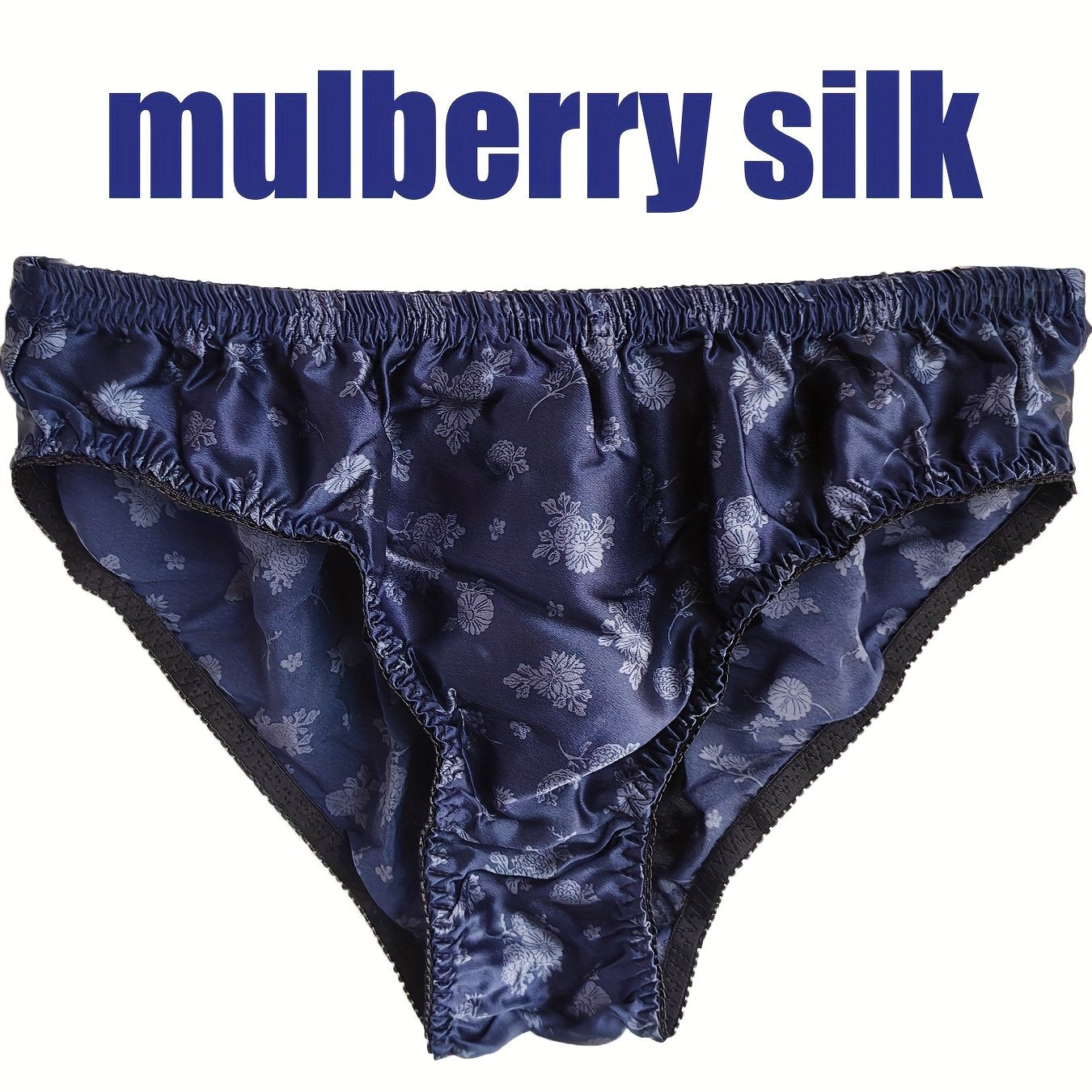 Men's Mulberry Silky Briefs are soft, breathable, non-see-through red underwear with an elastic waistband and ruffled edges. Hand wash only.