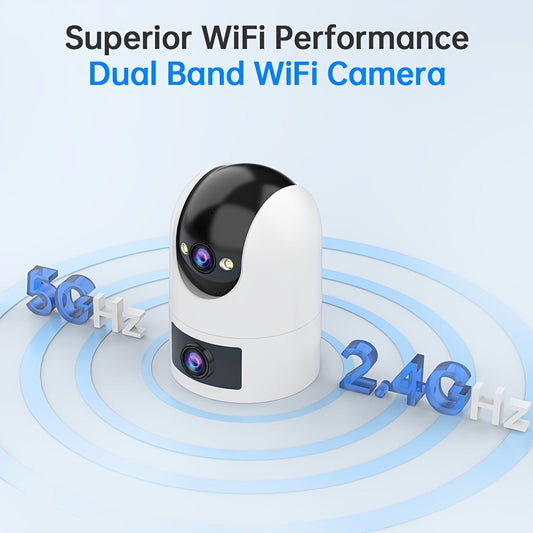 SmartGuard introduces the 1pc 1080p HD Dual Band WiFi Security Camera, perfect for indoor wall hanging. This camera features night vision, app control, and is compatible with smartphones and Apple HomeKit. Not waterproof, it operates on both 2.4GHz and