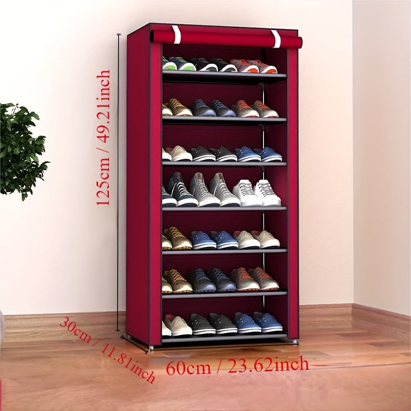 1 Multi-layer Shoe Rack with a Dustproof Curtain, Easy-to-Assemble Shoe Cabinet with Multiple Layers, Space-Saving Shoe Rack with Dustproof Design, Home Storage Organizer for Entryway, Hallway, Bedroom, Living Room, or Dormitory.