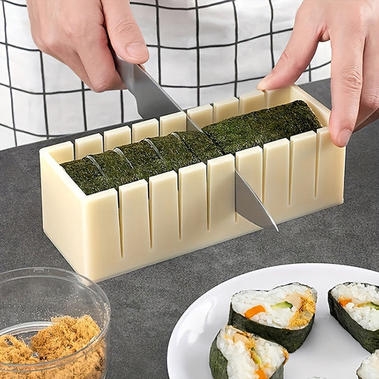 Upgrade your homemade sushi game with the Plastic Sushi Maker Kit. This 1pc Multi-Shape Sushi Mold Set allows you to create perfectly shaped rice and vegetable rolls with ease. The set includes round, square, and heart-shaped press tools, all made of