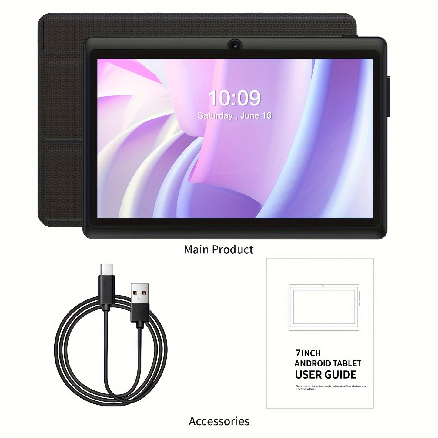 PRITOM 7-inch Android 13 Tablet with Protective Case, 4GB RAM, 32GB ROM, Quad-Core Processor, 1TB Expansion, HD IPS Display, Dual Cameras, Dual WiFi, New Tablet 2025.