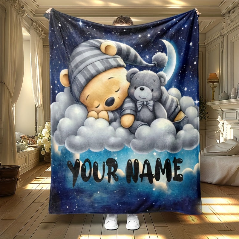 Customize your own digital print flannel throw blanket - Perfectly cozy and hypoallergenic for all seasons. Great for bed, sofa, or travel. Features a modern knitted design and optional custom name. The perfect gift for birthdays and holidays.