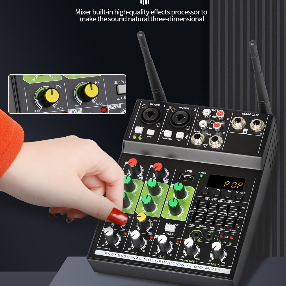 Professional Audio Mixer with GT4 4-Channel Mixer and built-in receiver for karaoke and recording studio. Eid Al-Adha Mubarak!