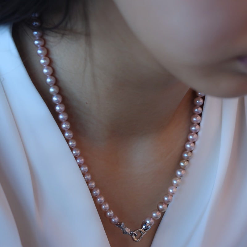 Elegant Gift: Genuine Freshwater Pearl Necklace (5-6mm) in S925 Sterling Silver, Complete with Jewelry Box. No Plating - Ideal for Daily Wear or Valentine's Day. Luxurious and Timeless.