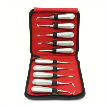 Tooth Extraction Set with 10pcs including Root Tip and Nail Stabilizers.