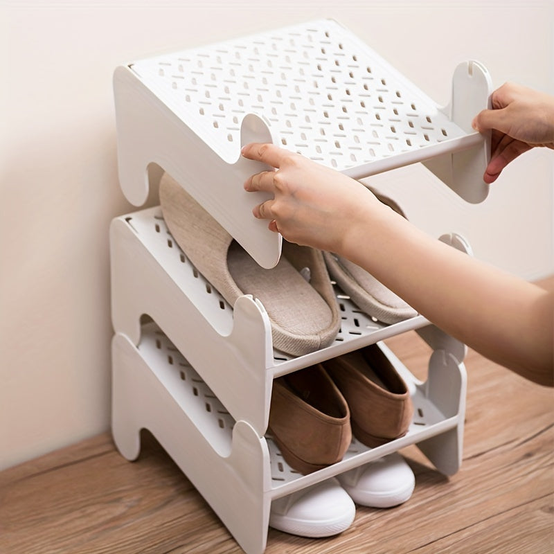 Get your hands on the 1pc Modern Multi-Layer Plastic Shoe Rack, the perfect space-saving storage solution for any room. With easy assembly and sturdy construction, this shoe rack is ideal for indoor use without the need for electricity. Keep your shoes