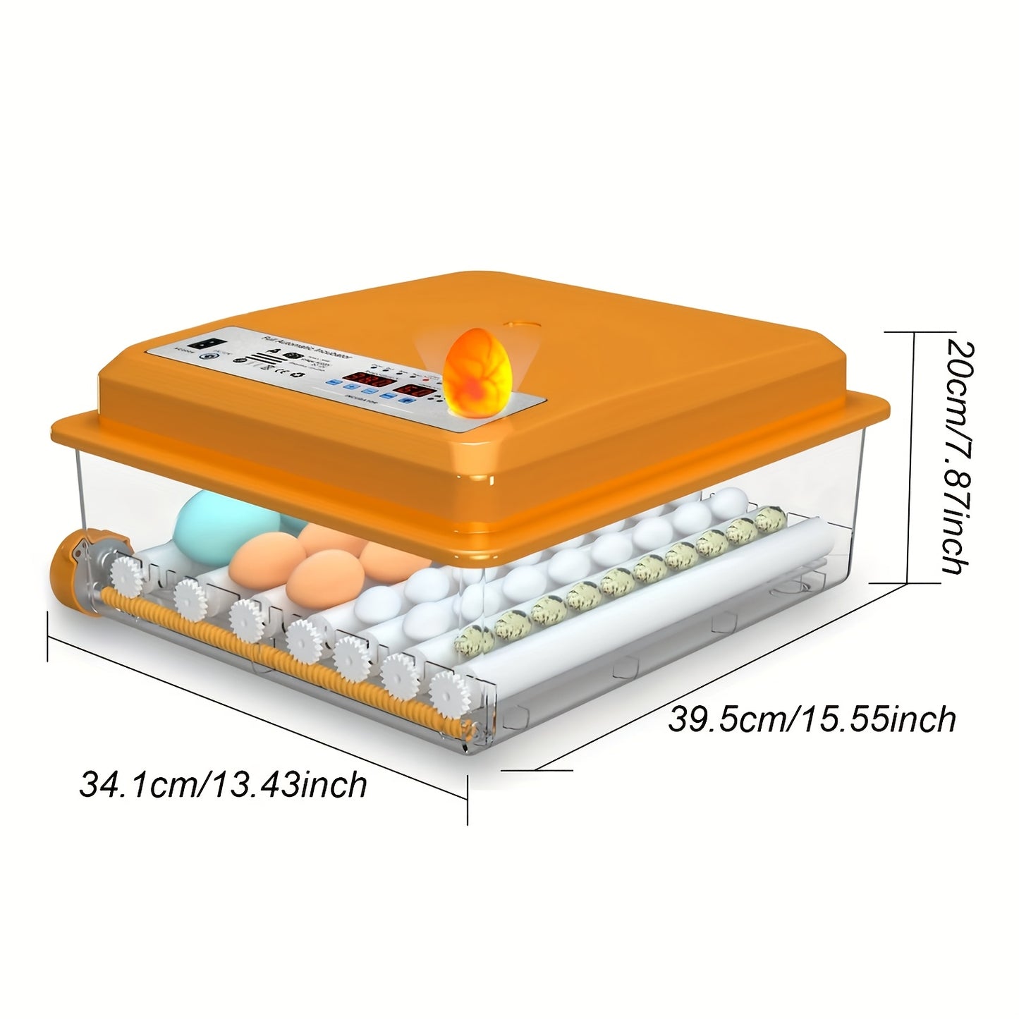 CoInceptus Automatic Egg Incubator with LED Display - Controls Humidity & Temperature, Holds 36 Eggs, Rotates Automatically, Includes Egg Light - Orange