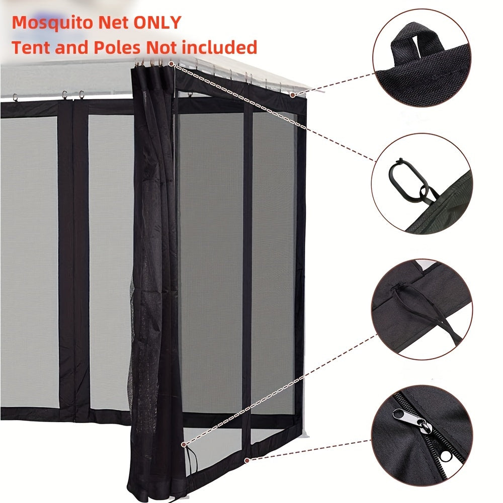 Outdoor tent mosquito nets with black and brown four-door design, four-corner net fence, and mosquito-proof garden courtyard pavilion.