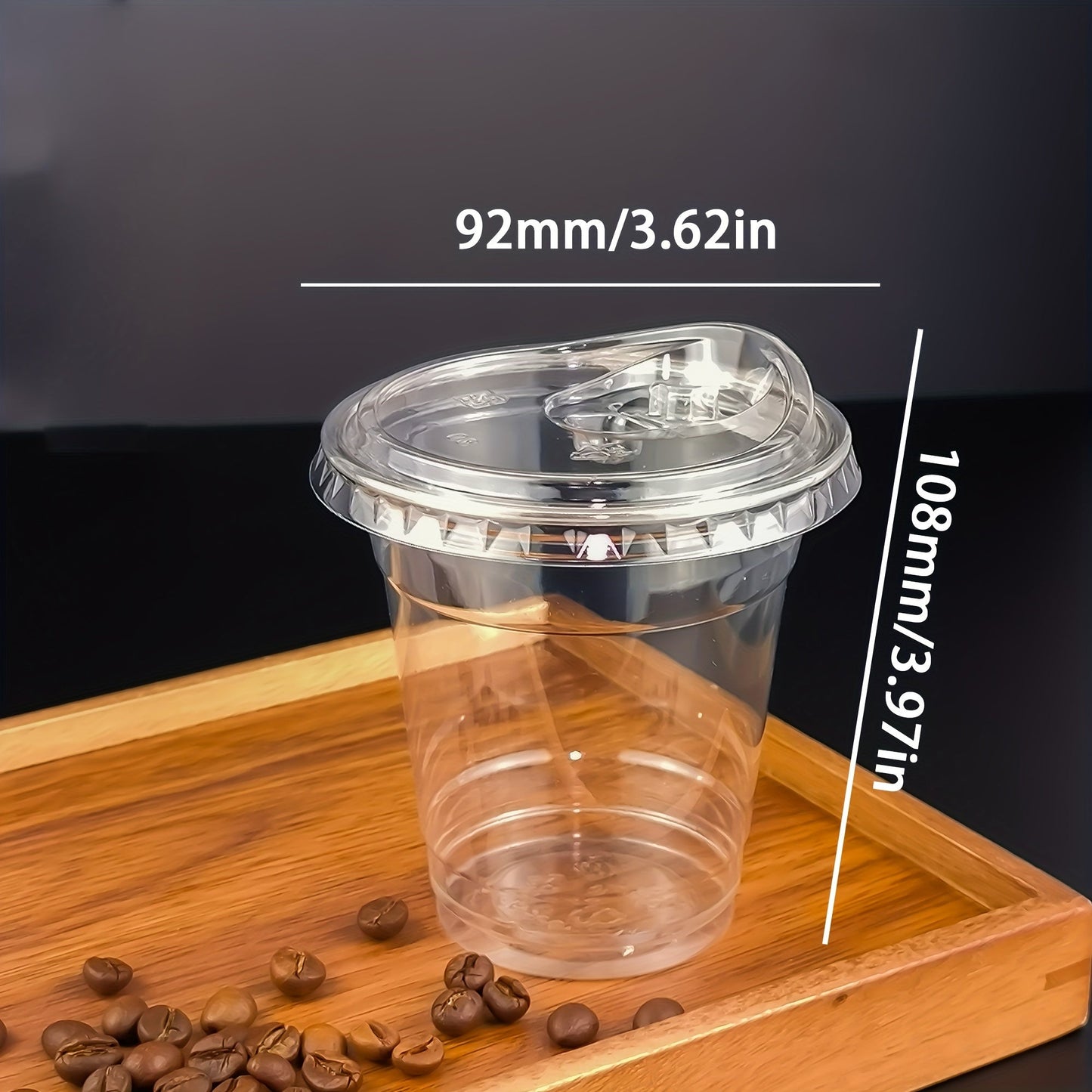 Set of 50 Disposable Coffee Cups with Lids, Made of Clear BPA-Free Plastic - Great for Parties, Holidays, and Weddings - Available in Various Sizes (9oz/10oz/14oz/16oz) - Perfect for Iced Beverages