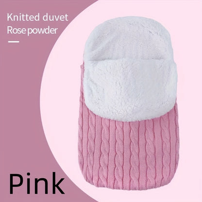 Machine washable baby foot cover with knitted microfiber filling for warmth and comfort.