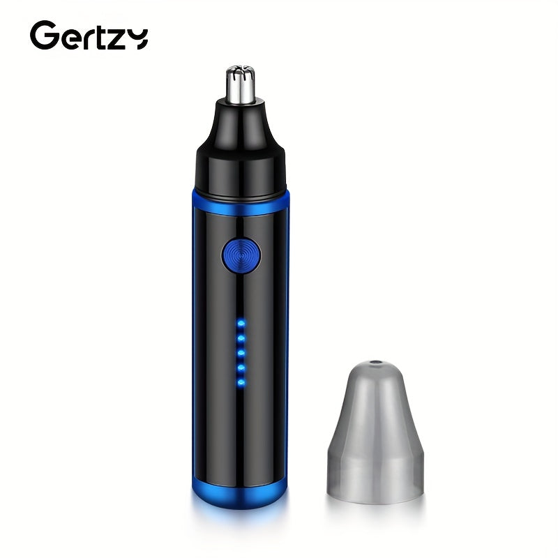 GERTZY USB rechargeable nose hair trimmer with rounded knife head, gentle on skin for men & women. Suitable for ear, eyebrow and facial hair. ABS material with 500mAh lithium battery.