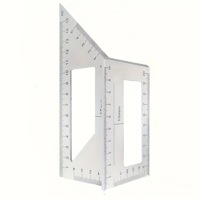 Durable Precision Aluminum Square Ruler for Woodworking - 45°/90° Multi-Angle Measuring Tool