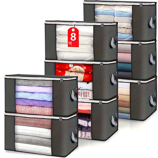 Get your hands on a set of 4/6/8-Pack Premium 90L Large Storage Bags. These classic rectangular closet organizer bins are perfect for storing all your clothes, blankets, comforters, bed sheets, and even pillows. Made from thick polyethylene fabric, these