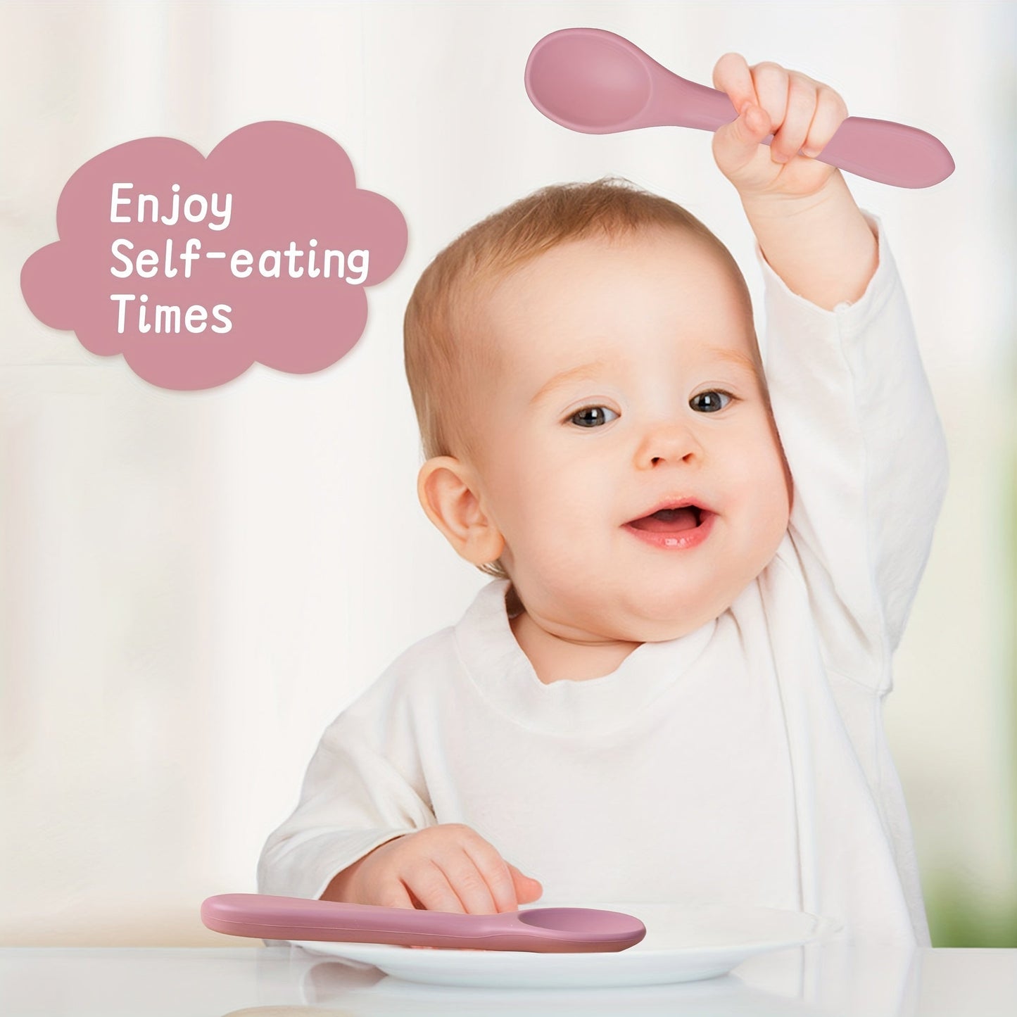 TYRY.HU Fork and Scoop Set - Personalize the Name! Made with 100% Silicone, BPA Free. Perfect for Self-Feeding. Ideal Gift for Christmas, Thanksgiving, and New Year.