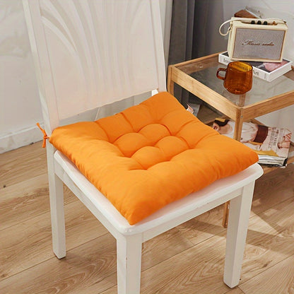 Thickened Solid Color Brushed Chair Cushion - Washable polyester seat pad for dining, office, and tatami chairs