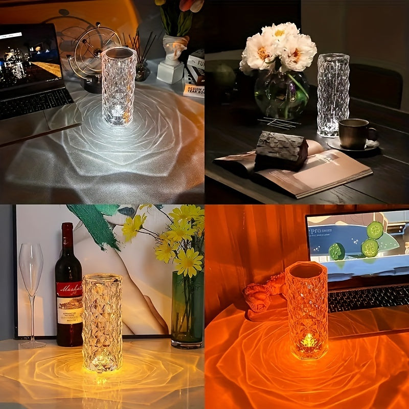 Dreamlike RGB crystal rose night light with 16 colors, touch and remote control, USB charging, dimmable desk lamp - perfect as an atmosphere light, Christmas or Halloween gift.