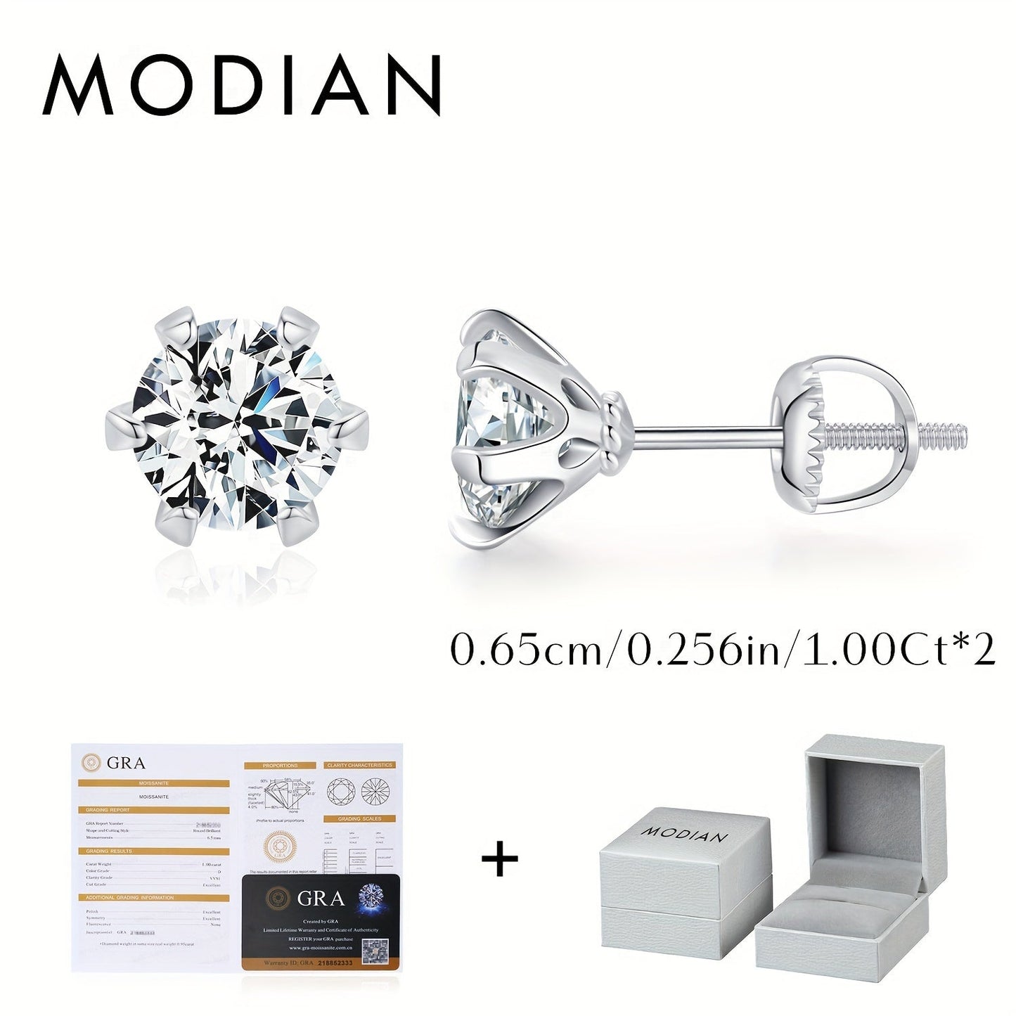 Elegant 1 Carat D Color Moissanite Stud Earrings in 925 Sterling Silver, Sparkling Platinum Plated Wedding Jewelry for Women