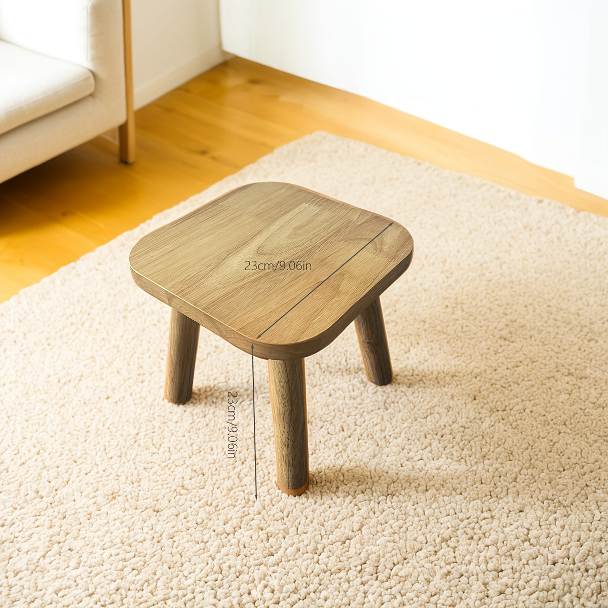 Solid wood round stool ideal for changing shoes at home or office.