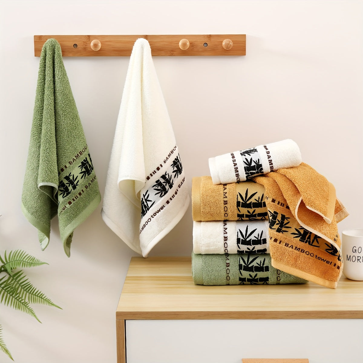 6-piece Bamboo Fiber Towel Set: Soft, Quick-dry, Absorbent for Home, Gym, Bathroom