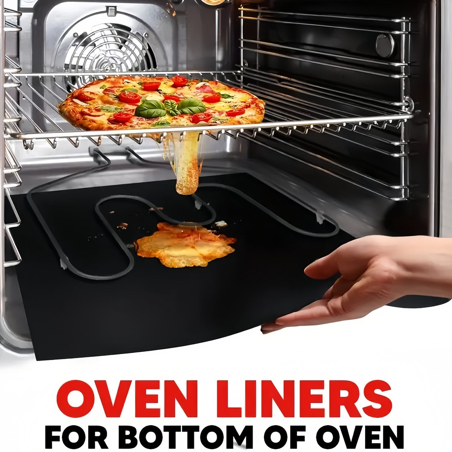 Set of 2 Teflon Oven Liners, 40.01x32.99 cm, Non-Stick, Washable, Free of BPA & PFOA, Durable Mats for Electric, Gas, Microwave, and Toaster Ovens, Grills, and Baking - Essential Kitchen Cleaning Tool