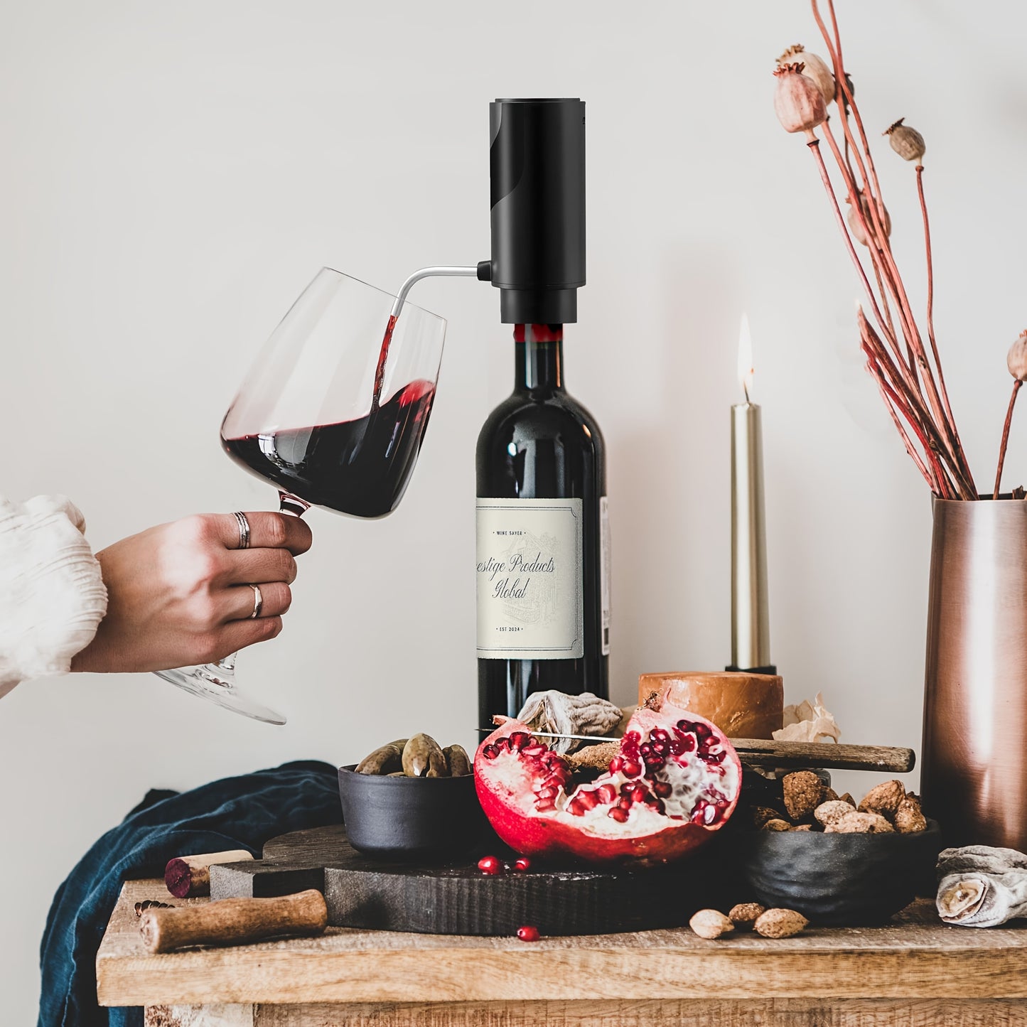 XuanGui USB Rechargeable Electric Wine Aerator & Pourer features quick aeration, one-touch stop, and food-grade materials with Type-C charging.