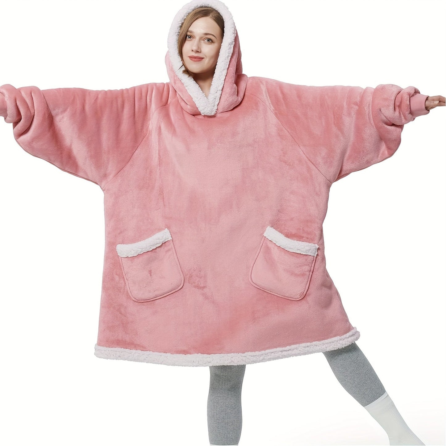 Oversized Wearable Blanket Hoodie with Sleeves - Cozy Hooded Blanket Perfect for Gifts for Girlfriend, Women, and Mom. Thickened and Super Soft material for ultimate comfort. Keep warm in this comfortable wearable hoodie blanket designed for adults.