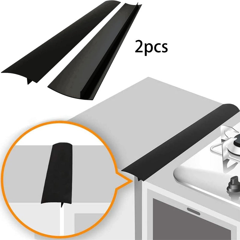 Two pieces of silicone stove counter gap covers, designed to resist heat and fill the gap between your kitchen stove top and cabinet. These anti-slip silicone guards are essential kitchen accessories.