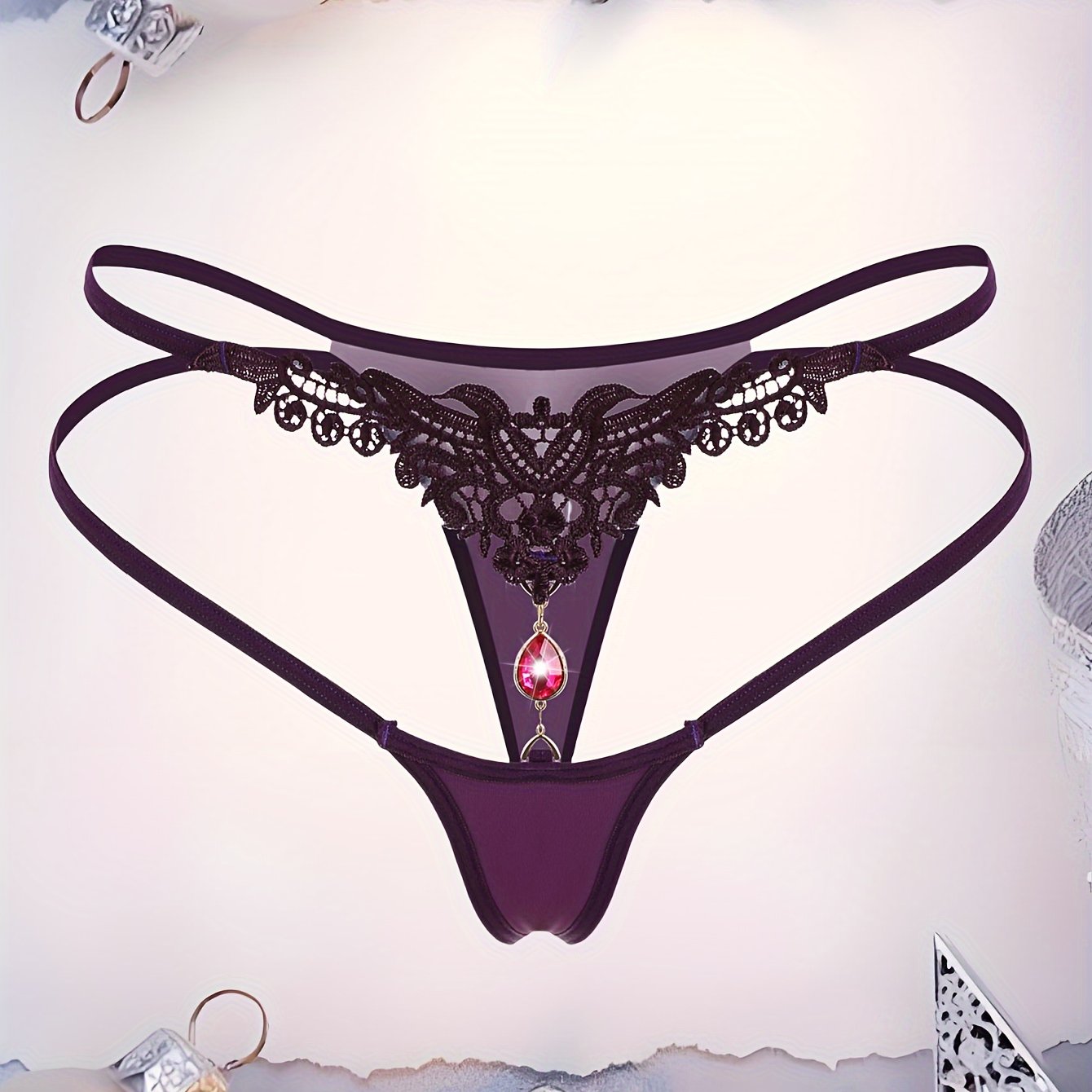 High-end rhinestone thong for girls.