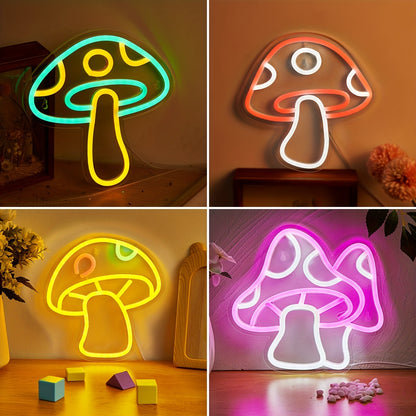 USB powered mushroom-shaped LED neon sign, great for bedroom decor, parties, weddings, and holidays.