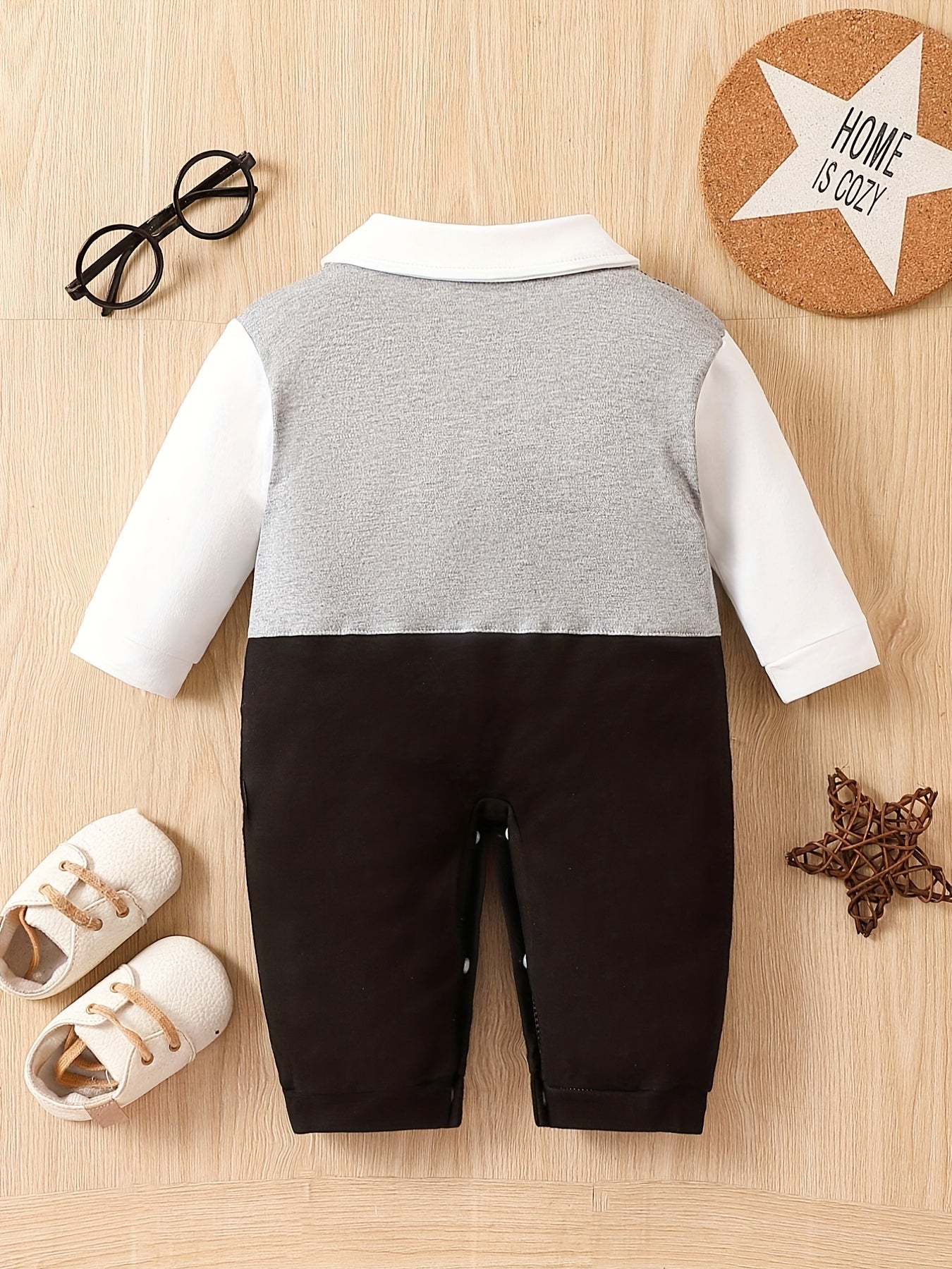 Baby Boy's Long Sleeve Body Suit for Spring and Autumn, perfect for 6-12 month olds. Features a Ha Ha design, making your little gentleman look stylish. Great for outdoor wear.